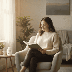 Flacon du complément AnxioCalm pour acheter une solution anti-stress efficace au Maroc.