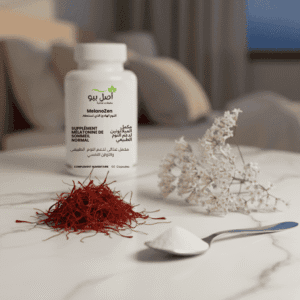 Flacon de MelanoZen, le meilleur complément sommeil naturel à acheter au Maroc.