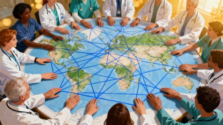 Professionnels de santé mondiaux unis contre les épidémies.