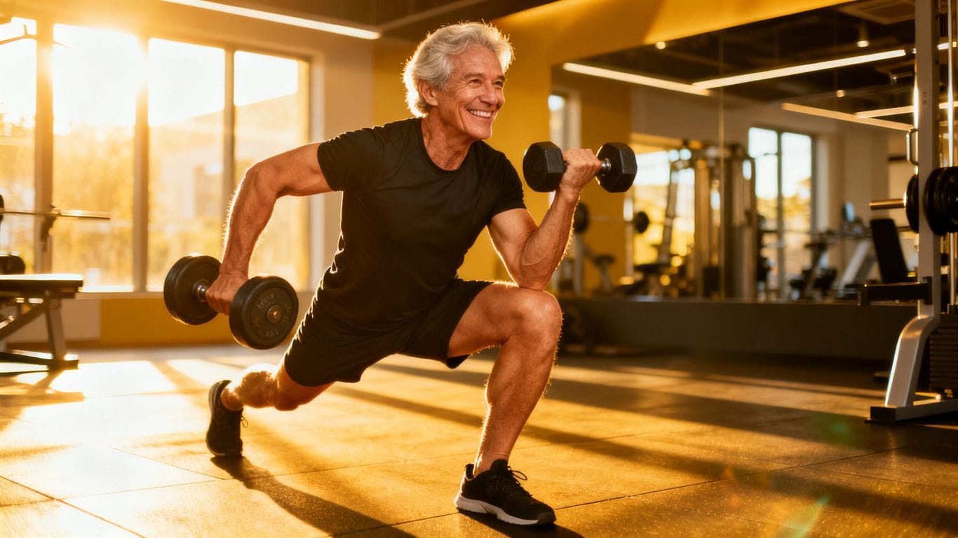 Personne active de plus de 50 ans faisant de l'exercice.