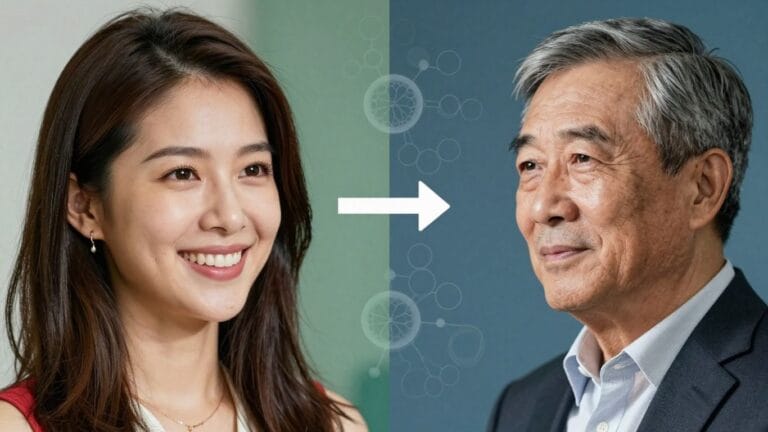 Two distinct age groups, mid-40s and 60, showing biological shifts.