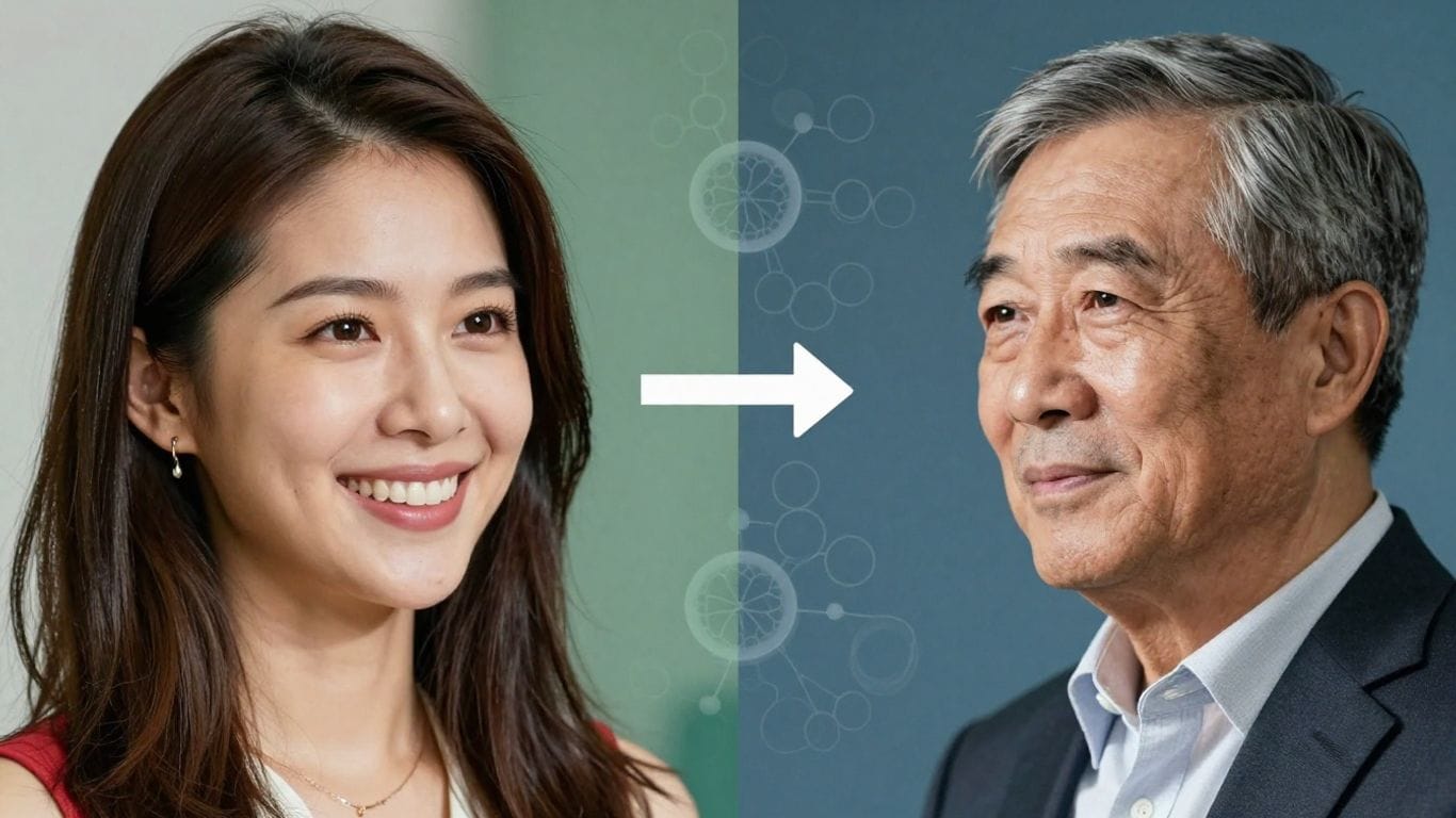 Two distinct age groups, mid-40s and 60, showing biological shifts.