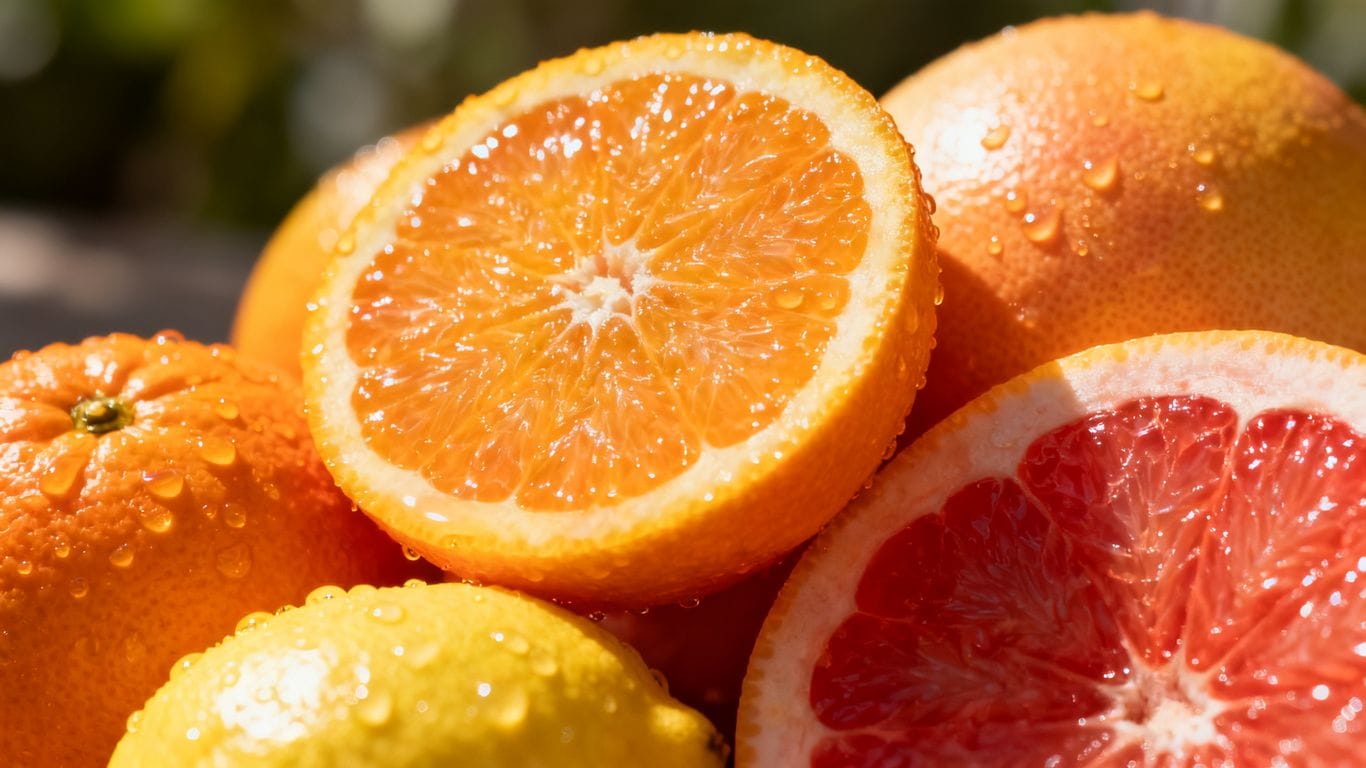 Agrumes frais et juteux sous la lumière du soleil.